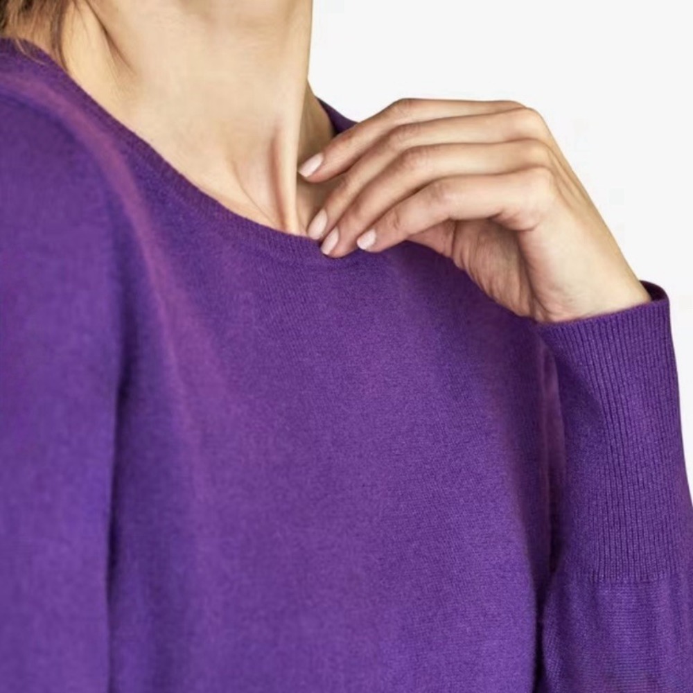 PURE Collection NWT 100% Cashmere Crew Neck Deep Purple Jumper Sweater US6 UK12 - Picture 3 of 14